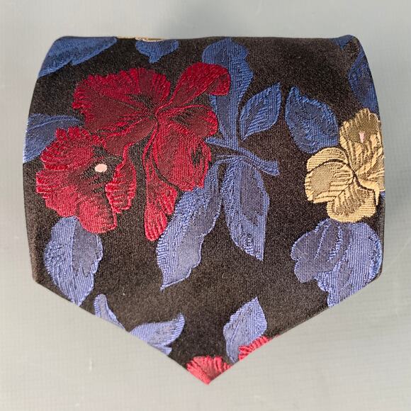 PAUL SMITH Black Blue Red Floral Silk Jacquard Tie - Picture 1 of 6